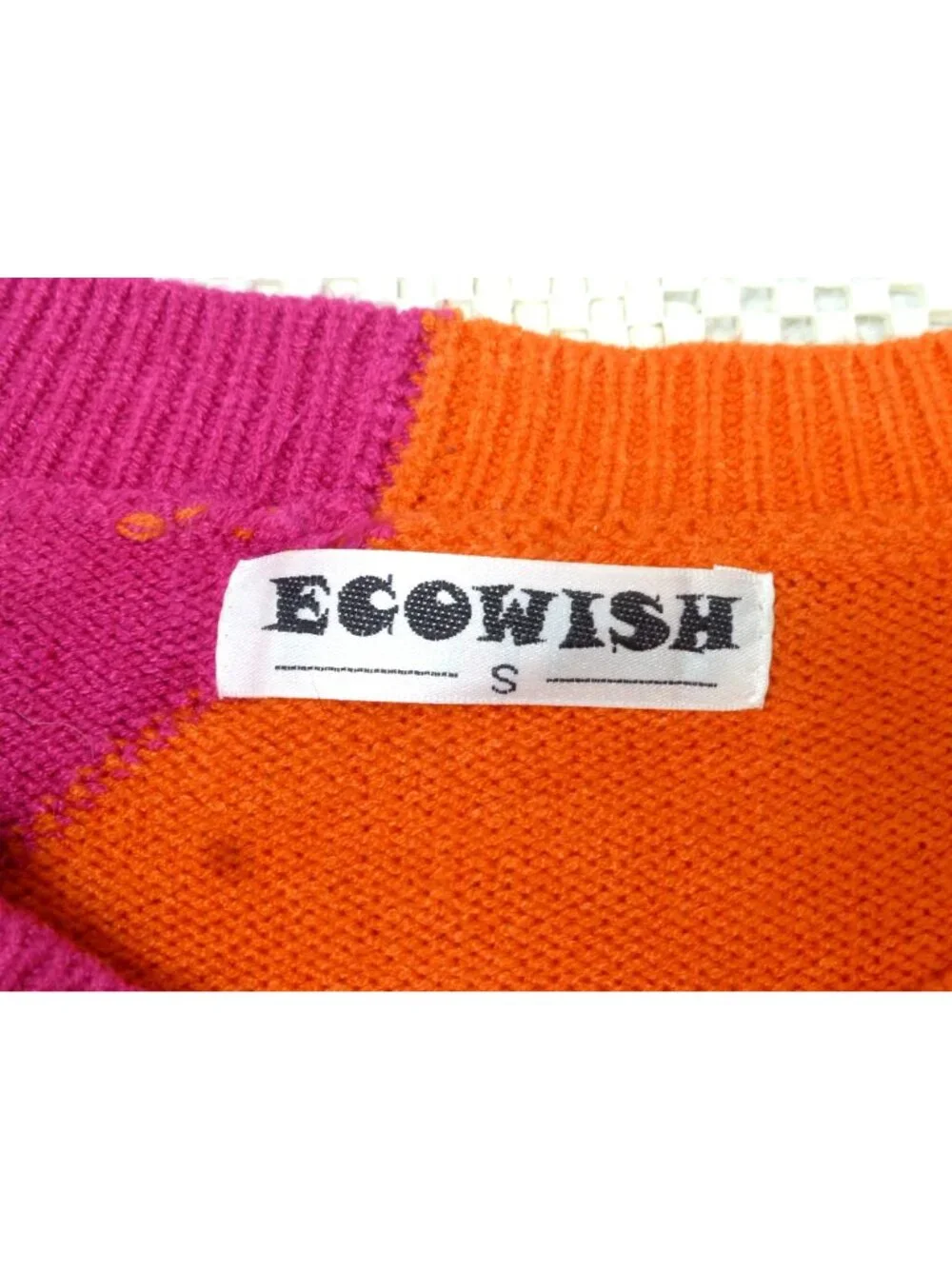 Ecowish Womens Color-Block Sweater‎ S Pink Orange Purple Acrylic Blend